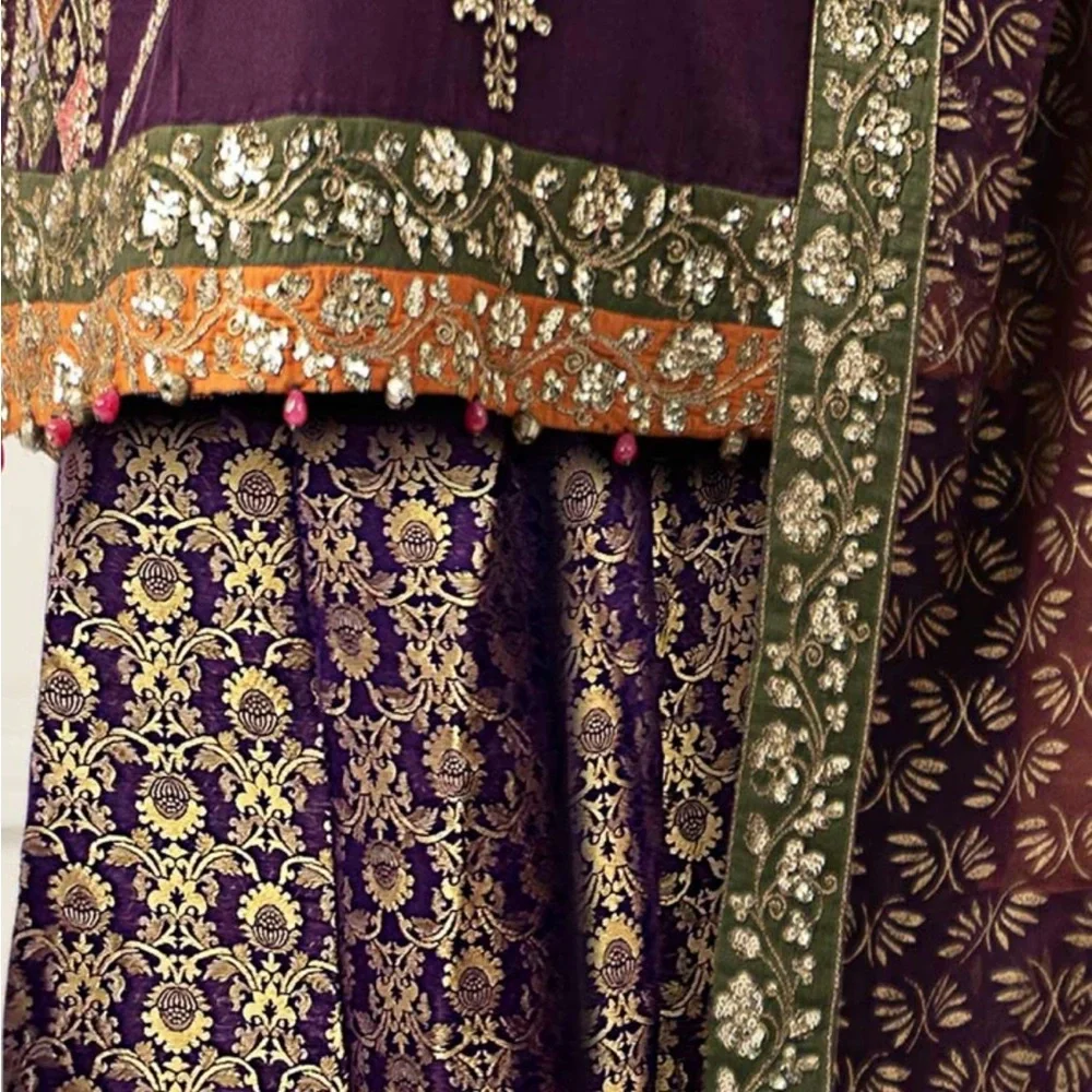 Purple Embroidered Wedding Dress - Picture 6 of 7